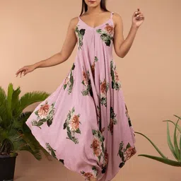 Pasha Printed Shoulder Straps Waist Tie-Ups Palazzo Jumpsuit-picture-11