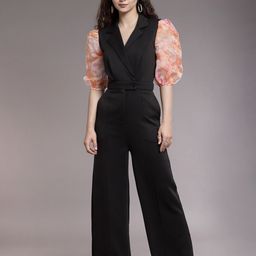 KASSUALLY Black & Orange Solid Basic Jumpsuit-92