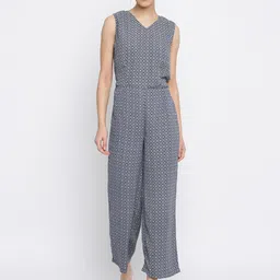 Mayra Printed V-Neck Sleeveless Basic Jumpsuit-picture-5