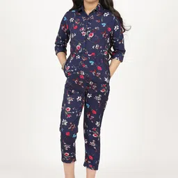 Uptownie Lite Girls Blue Printed Roll Up Jumpsuit-image-57