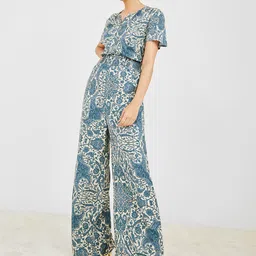 Styli White & Blue Printed Basic Jumpsuit-picture-38