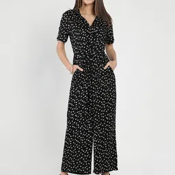 DEBONATELLA Black & White Printed Basic Jumpsuit-8