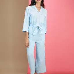 Freehand by The Indian Garage Co Waist Tie-Up Pure Cotton Basic Jumpsuit-picture-26