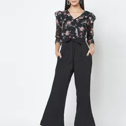SQew Women Printed V-Neck Basic Jumpsuit-image-47