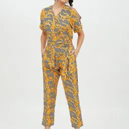 StyleStone Yellow & Black Printed Basic Jumpsuit-image-43