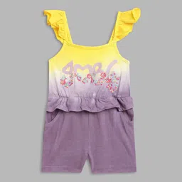 Blue Giraffe Girls Yellow & Purple Basic Jumpsuit-image-97