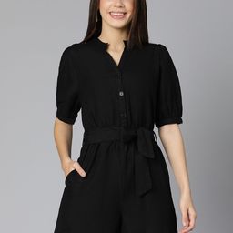 Oxolloxo Black Solid Cotton Jumpsuit-picture-52