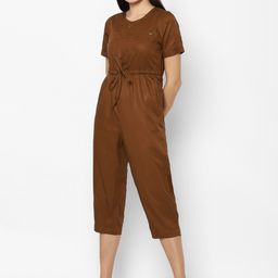 Allen Solly Woman Brown Solid Tencel Basic Jumpsuit-57