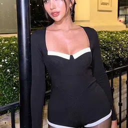LULU & SKY Long Sleeves Sweetheart Neck Playsuit-image-39