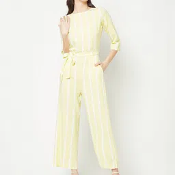 Crimsoune Club Waist Tie-Up Striped Basic Jumpsuit-picture-25