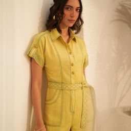 Style Island Adele Shirt Collar Roll Up Sleeves Tencel Basic Jumpsuit-picture-10