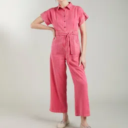Style Island Waist Tie-Up Tencel Basic Jumpsuit-picture-8