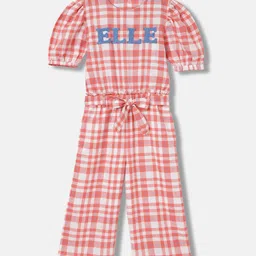 ELLE Girls Checked Basic Jumpsuit-12