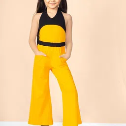 Naughty Ninos Girls Colourblocked V-Neck Cotton Basic Jumpsuit-image-13