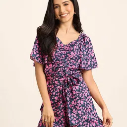 20Dresses Floral Printed Flared Sleeves Gathered Detail playsuit-picture-36