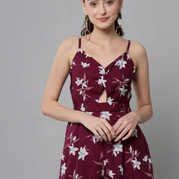 emeros Maroon & White Floral Printed Jumpsuit-picture-12