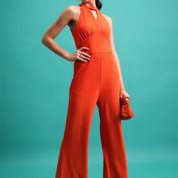 Tokyo Talkies Red High Neck Basic Jumpsuit-38