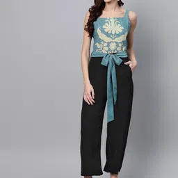 Zima Leto Blue & Black Printed Culotte Jumpsuit-picture-18