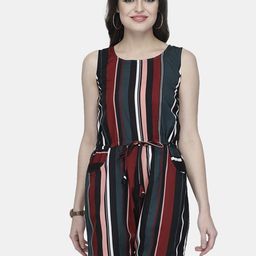 Enchanted Drapes Maroon & Grey Striped Jumpsuit-picture-50
