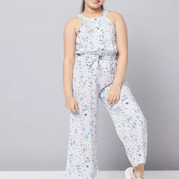 Stylo Bug Girls Blue Printed Cotton Basic Jumpsuit-image-75
