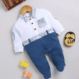 Moms Love Infant Boys Pocket Detail Checked Sleepsuit-image-62