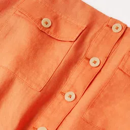 MANGO Rust Orange Solid Linen Basic Jumpsuit image 2
