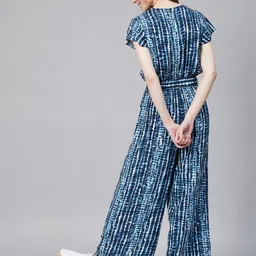 StyleStone Blue & White Tie & Dye Printed Basic Jumpsuit image 5