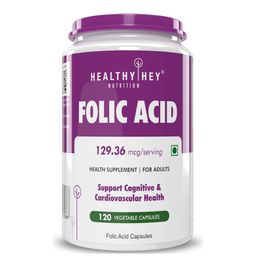 HealthyHey Nutrition Folic Acid,  Unflavoured  120 veggie capsule(s) -24