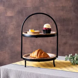 Cake Stand Round Serving Platter Table top Buffet Organizer with 2 Shelves Butter Dish Serving Set-image-15