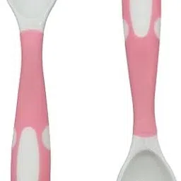 Bendable Silicone Table Spoon, Fork set for baby (1 Table Spoon and 1 Fork)-Pink Silicone Table Spoon Set-image-44