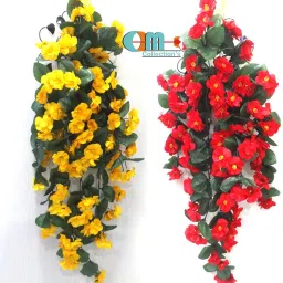 Artificial Creepers hanging flower Multicolor Daisy Artificial Flowerwith Pot-18