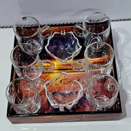 6 Tea Cups with 2 Bowls and 1 Designer Tray Serving Set-21