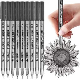Pigment Black Fineliner pen Based Waterproof Black Pen Set for Art Writing Fineliner Pen-picture-13