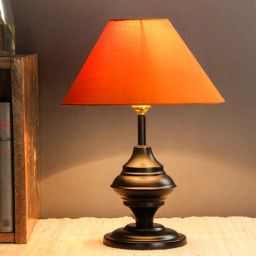 foziq Klimt Orange Fabric Shade Night Lamp With Metal Base-picture-17
