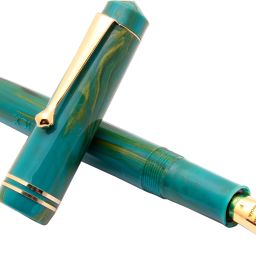 Click Aristocrat Gold Edition Teal Blue Marble Fine Nib Fountain Pen-image-58