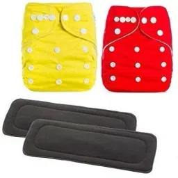 Reusable Washable Cloth Cotton Diaper for Baby - Set of 2 Diaper 2 Black Insert-33