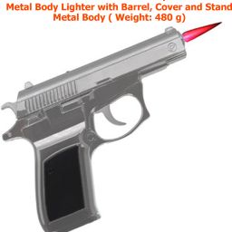 Heavy Metal Gun Shape Pistol Lighter with Loading System with Pull Back Red Jet Flame Lighter | Windproof Pocket Lighter-10