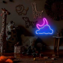 sifty creative Cloud and Moon (W 12 x H 8) Acyrlic & Silicone LED Neon Light (Pink)-picture-16