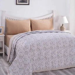 Beige Cotton 120 Room Temperature Double Bed Quilt by Maspar-picture-18