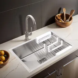 ruhe 304 Grade Stainless Steel Handmade Kitchen Sink |24x18x10 Inches | Matt Finish |Including Waste Coupling|Waste Pipe|Fruit Basket Vessel Sink-picture-34