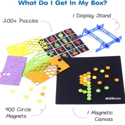 firstcry intelliskills 400 Pcs Colourful Magnetic Circle Puzzle for Kids|200+ Patterns Magnetic Shapes image 4