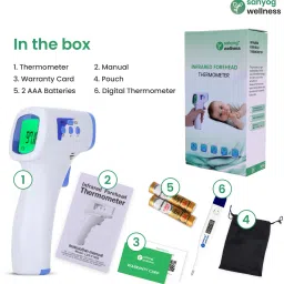 Sahyog Wellness 23062 Multi Function Non-Contact Forehead Infrared Thermometer with IR Sensor and Color Changing Display & 1 Digital Thermometer image 4