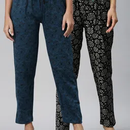 Kryptic Women 100% Cotton Full Length Lounge Pants - Pack of 2-image-2