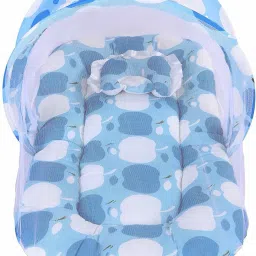 Baby Mosquito Net Bed(0-6 Months) (BLUE) PRINT APPLE-image-5