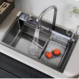 with Integrated Waterfall & Pull-down Faucet (30x18) Vessel Sink 304 grade stainless steel Digital sink Fully Equipped Kitchen Sink Vessel Sink-52