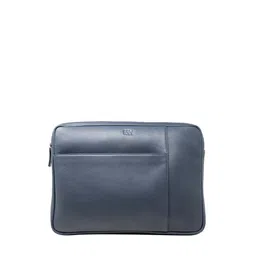 tohl Unisex Navy Blue Leather 13 Inch Laptop Sleeve-image-58