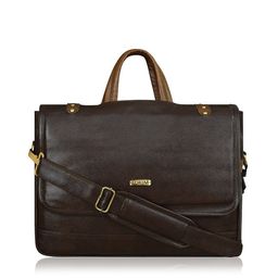 LOREM Unisex Brown & Gold-Toned Textured Laptop Bag-36