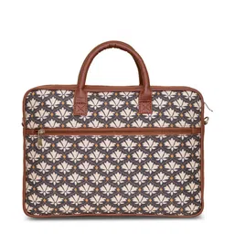 ZOUK Unisex Black & Cream Printed Jute Laptop Bag image 4