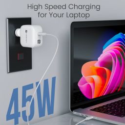 portronics Adapto 45C 45W GaN Type-C Charger with PD & PPS Technology for Super-Fast Charging of Laptops, Smartphones, and Tablets image 2