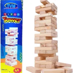 Tumbling Tower Game for Kids & Adults, Wooden Blocks, Stacking Game Challenging Party & Fun Board Game-11